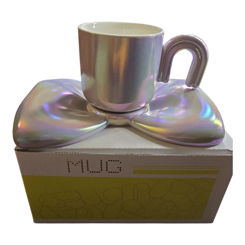 Iridescent Bow Mug and Saucer Set # 1